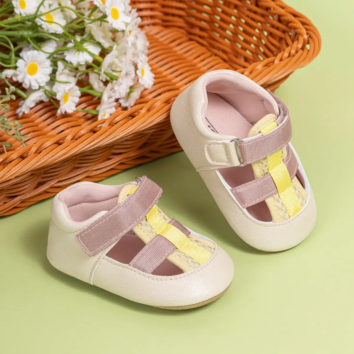 Baby Cross-Stitched Sandals White Pink 0-1 Year — feature 14