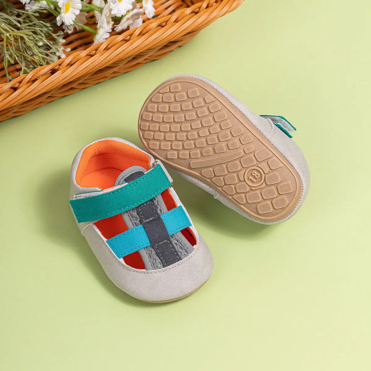 Baby Cross-Stitched Sandals White Pink 0-1 Year — feature 18