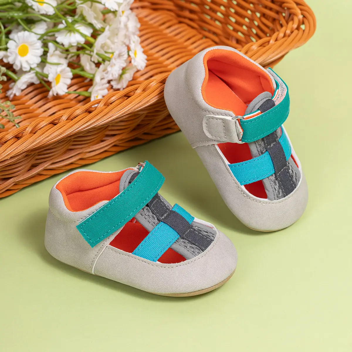 Baby Cross-Stitched Sandals White Pink 0-1 Year — feature 23