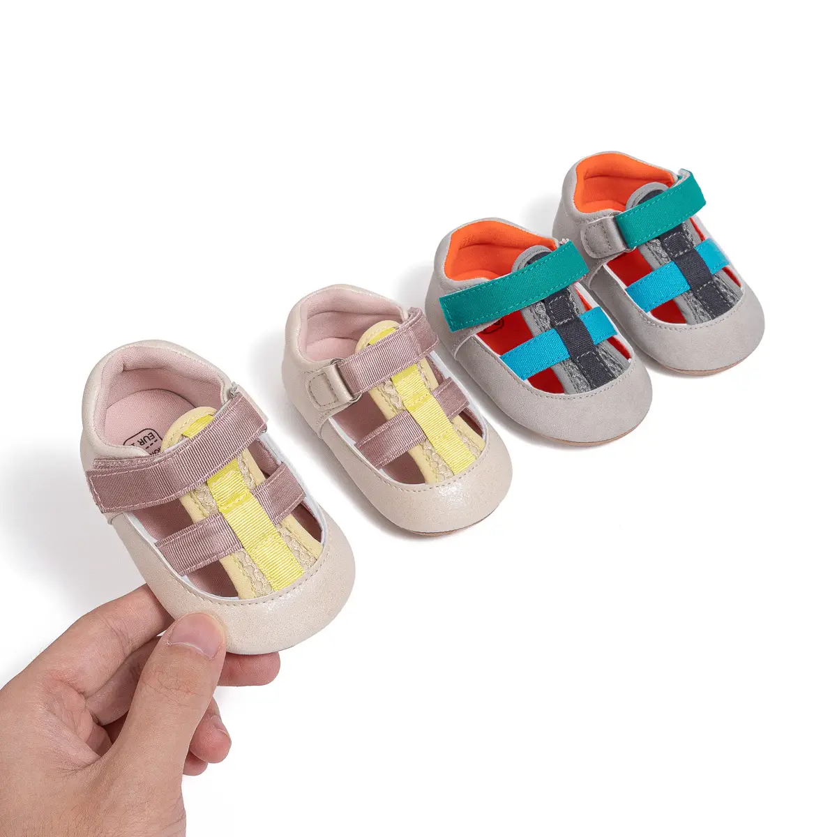Baby Cross-Stitched Sandals White Pink 0-1 Year — feature 5
