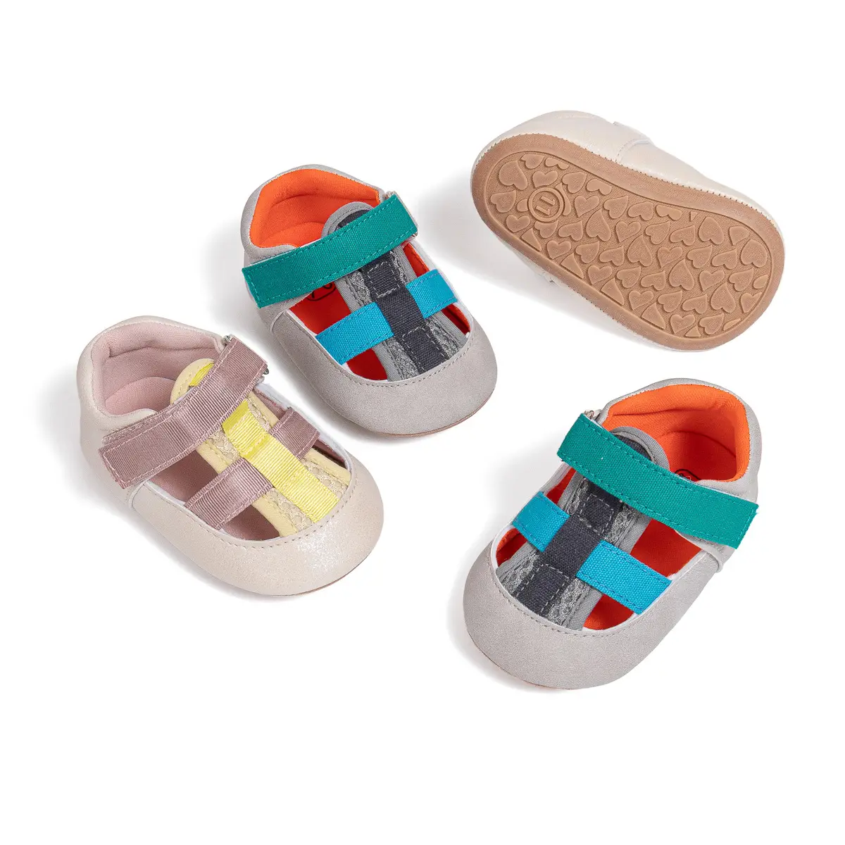Baby Cross-Stitched Sandals White Pink 0-1 Year — feature 6