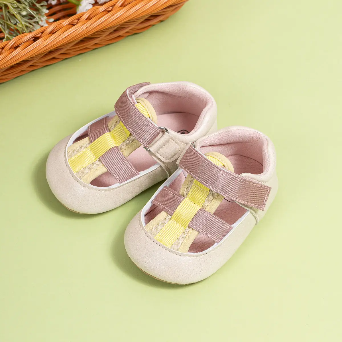 Baby Cross-Stitched Sandals White Pink 0-1 Year — feature 8