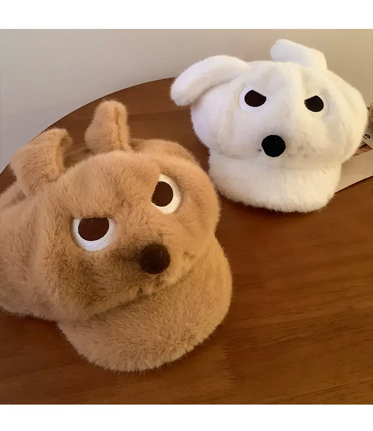 Cute Angry Dog Ears Plush Beret Women's Autumn Winter Cap — feature 11
