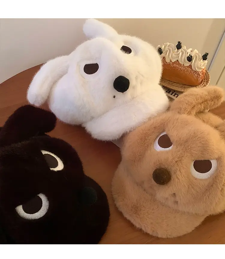 Cute Angry Dog Ears Plush Beret Women's Autumn Winter Cap — feature 12