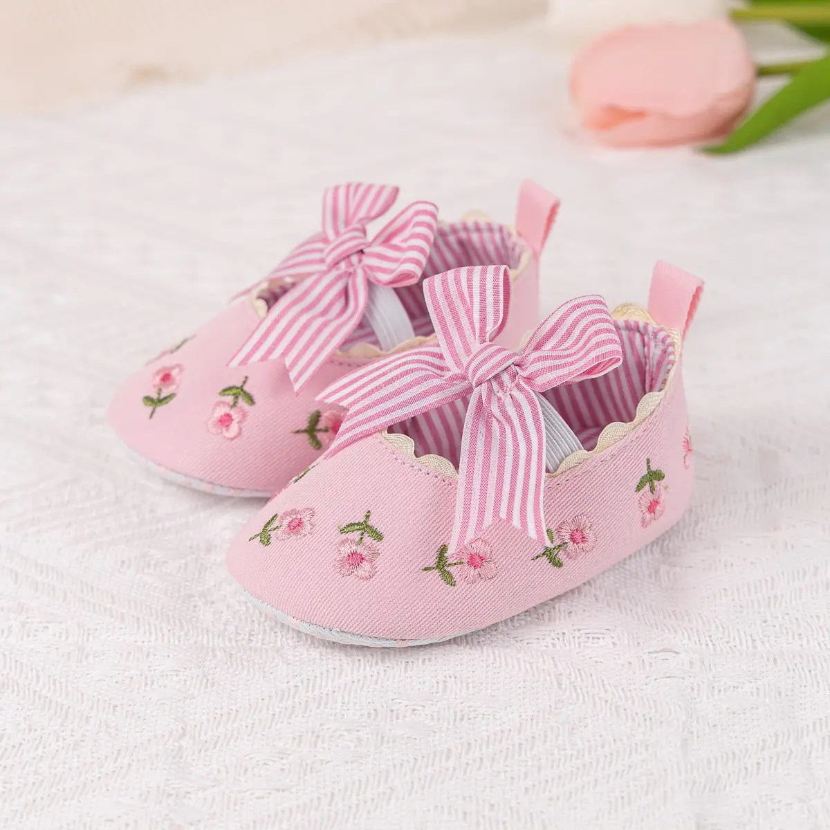 Princess Striped Bow Baby Shoes for Spring Summer
