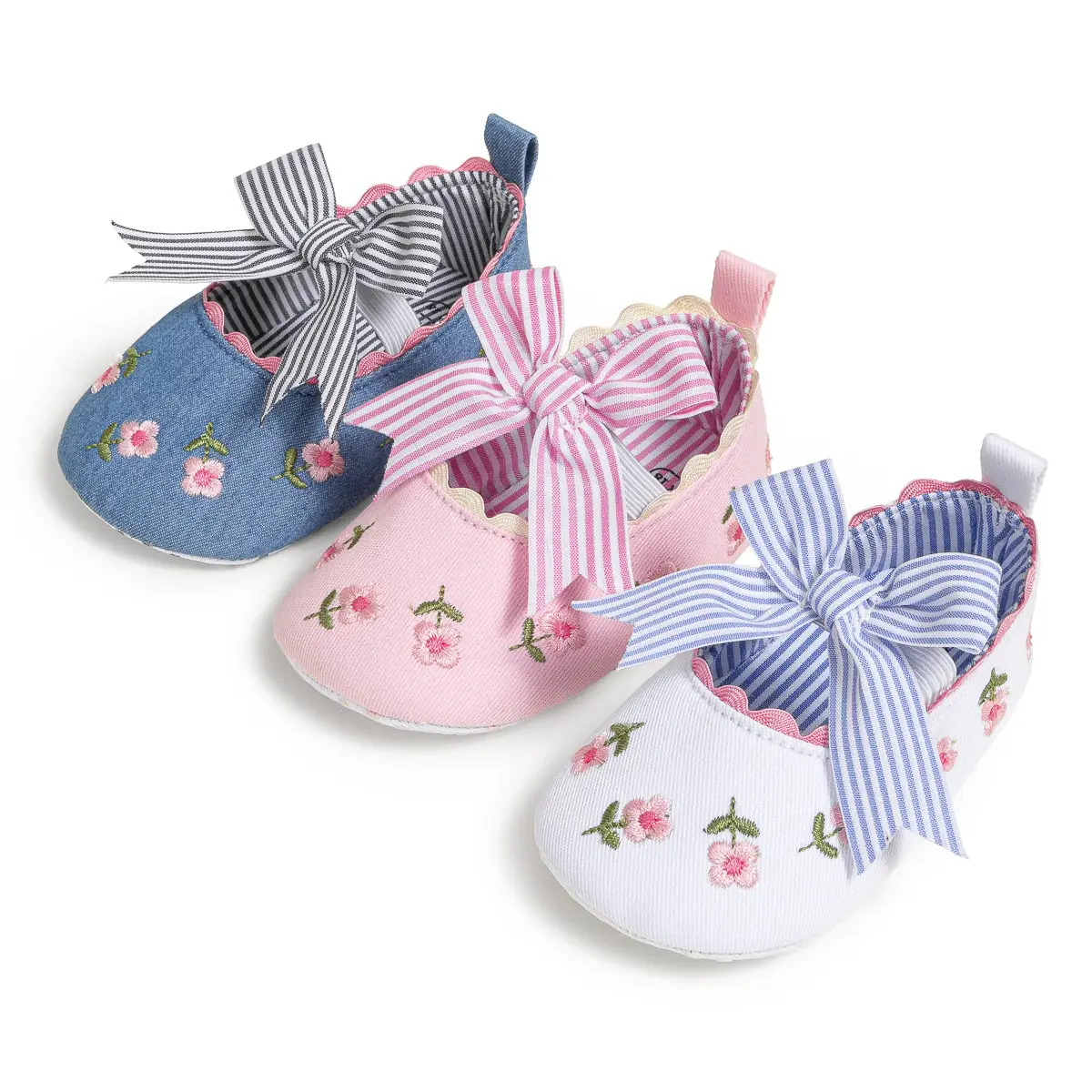 Princess Striped Bow Baby Shoes for Spring Summer