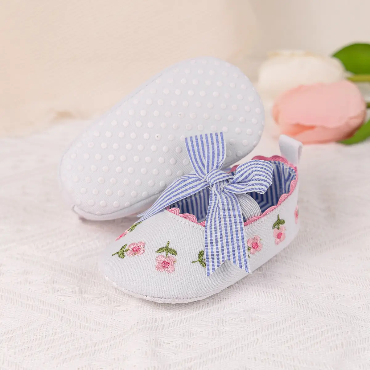 Princess Striped Bow Baby Shoes for Spring Summer — feature 10