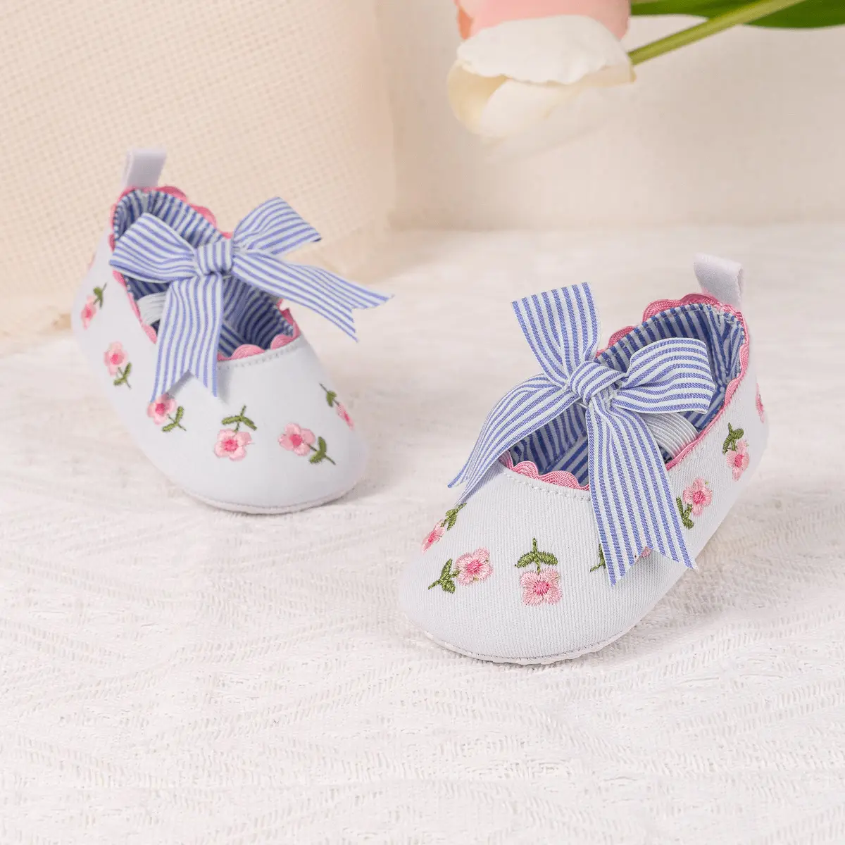 Princess Striped Bow Baby Shoes for Spring Summer — feature 12