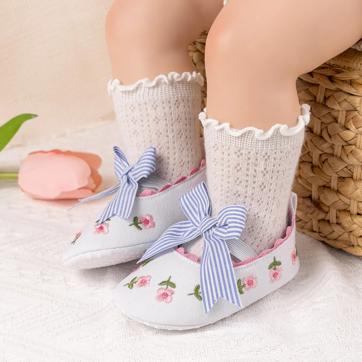 Princess Striped Bow Baby Shoes for Spring Summer — feature 14