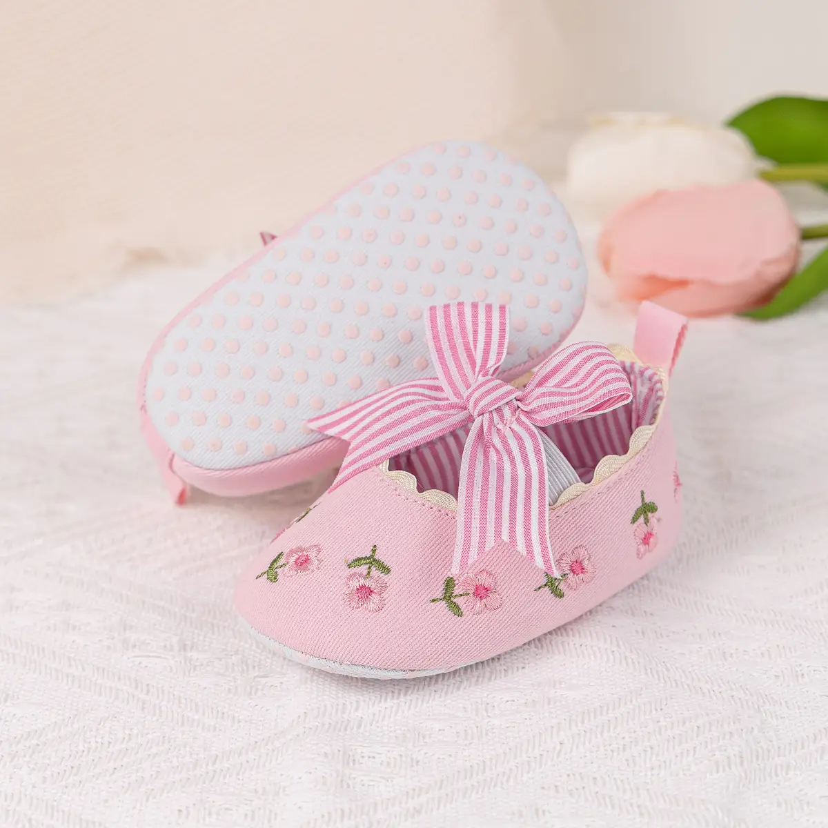 Princess Striped Bow Baby Shoes for Spring Summer — feature 17