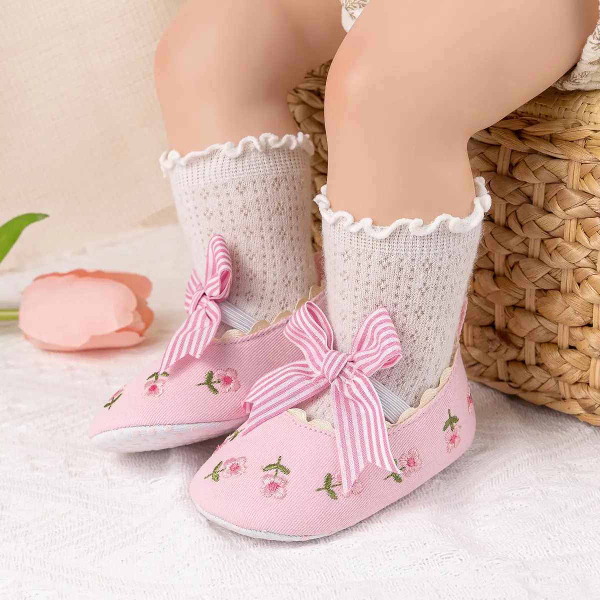 Princess Striped Bow Baby Shoes for Spring Summer — feature 21