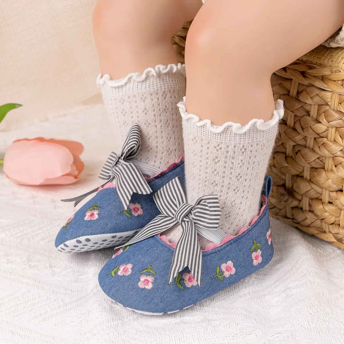 Princess Striped Bow Baby Shoes for Spring Summer — feature 28