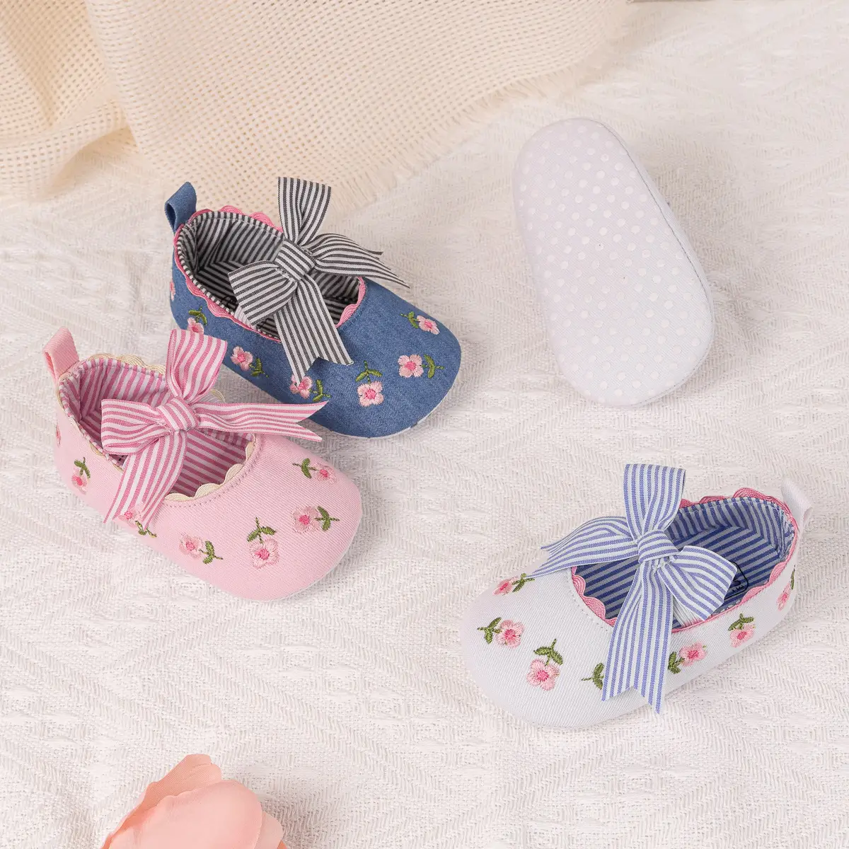Princess Striped Bow Baby Shoes for Spring Summer — feature 5
