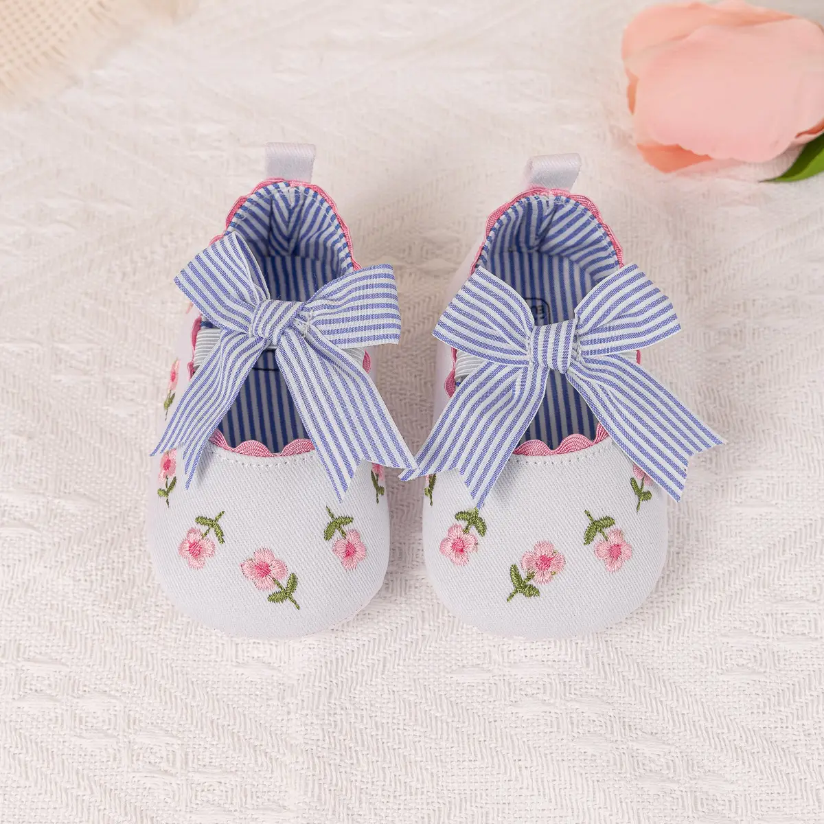 Princess Striped Bow Baby Shoes for Spring Summer — feature 9
