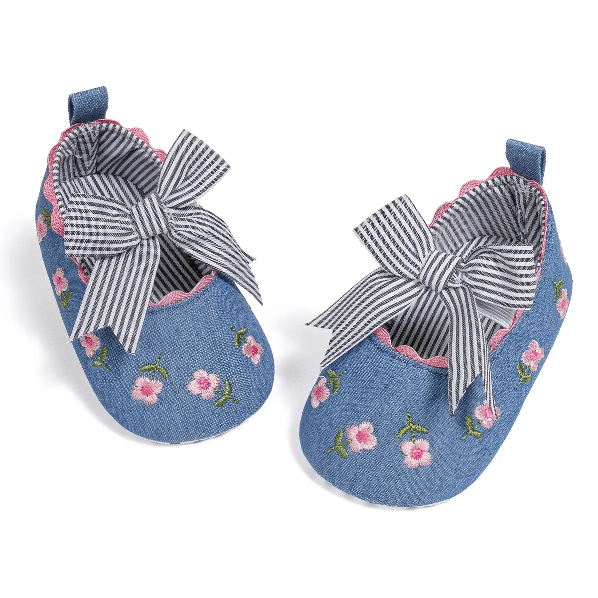Princess Striped Bow Baby Shoes for Spring Summer