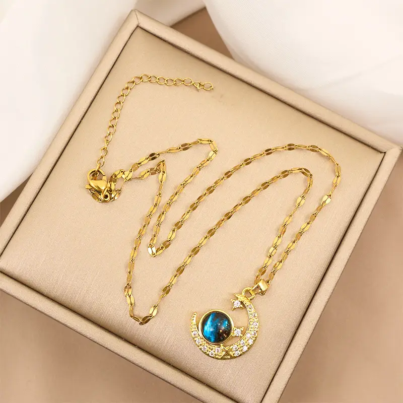 Women's Star Moon Necklace with Full Diamond Clavicle Chain - Image 10
