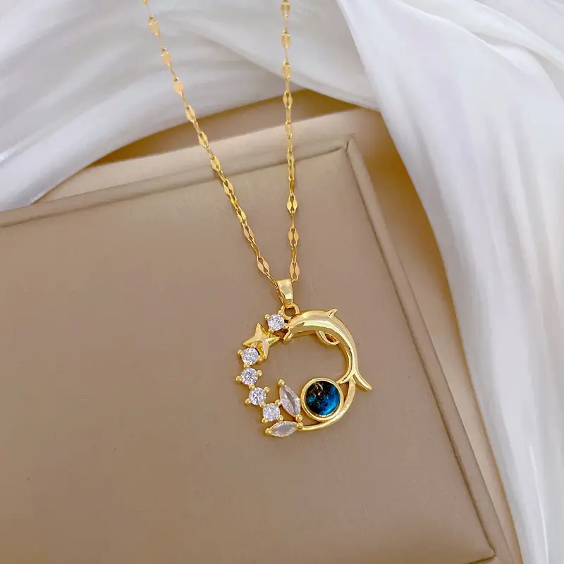 Women's Star Moon Necklace with Full Diamond Clavicle Chain - Image 4