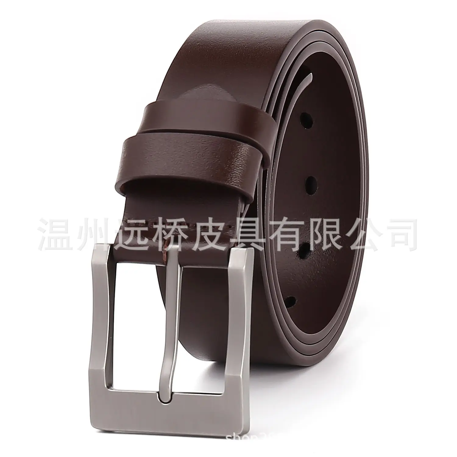 Men's Black Cowhide Belt with Pin Buckle Wide Strap - Image 22