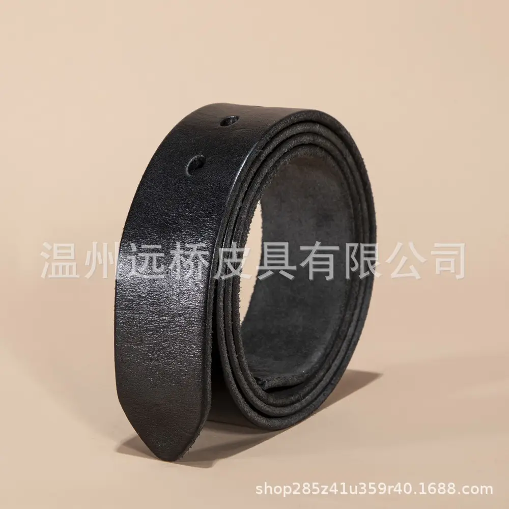 Men's Black Cowhide Belt with Pin Buckle Wide Strap - Image 27