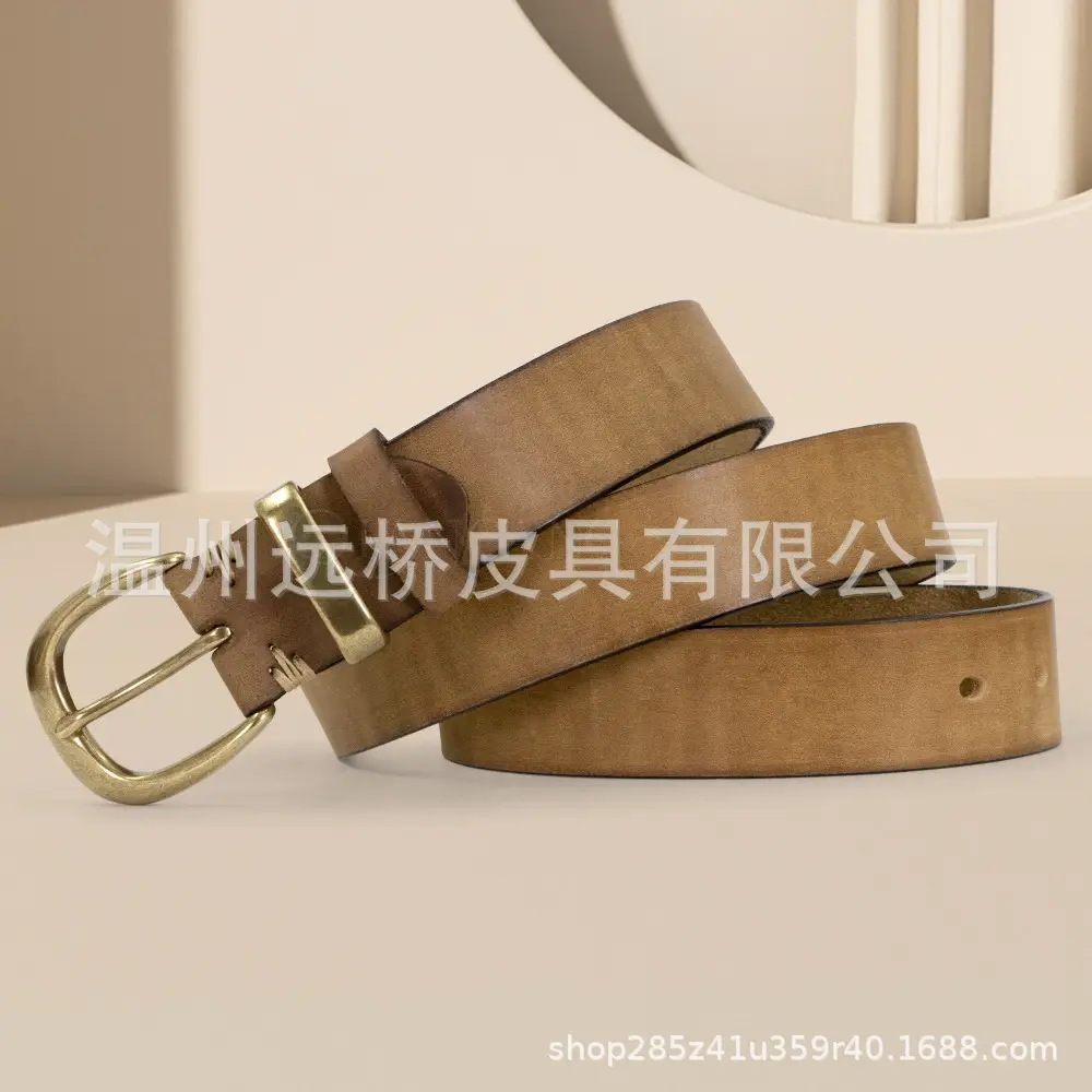 Men's Black Cowhide Belt with Pin Buckle Wide Strap - Image 34