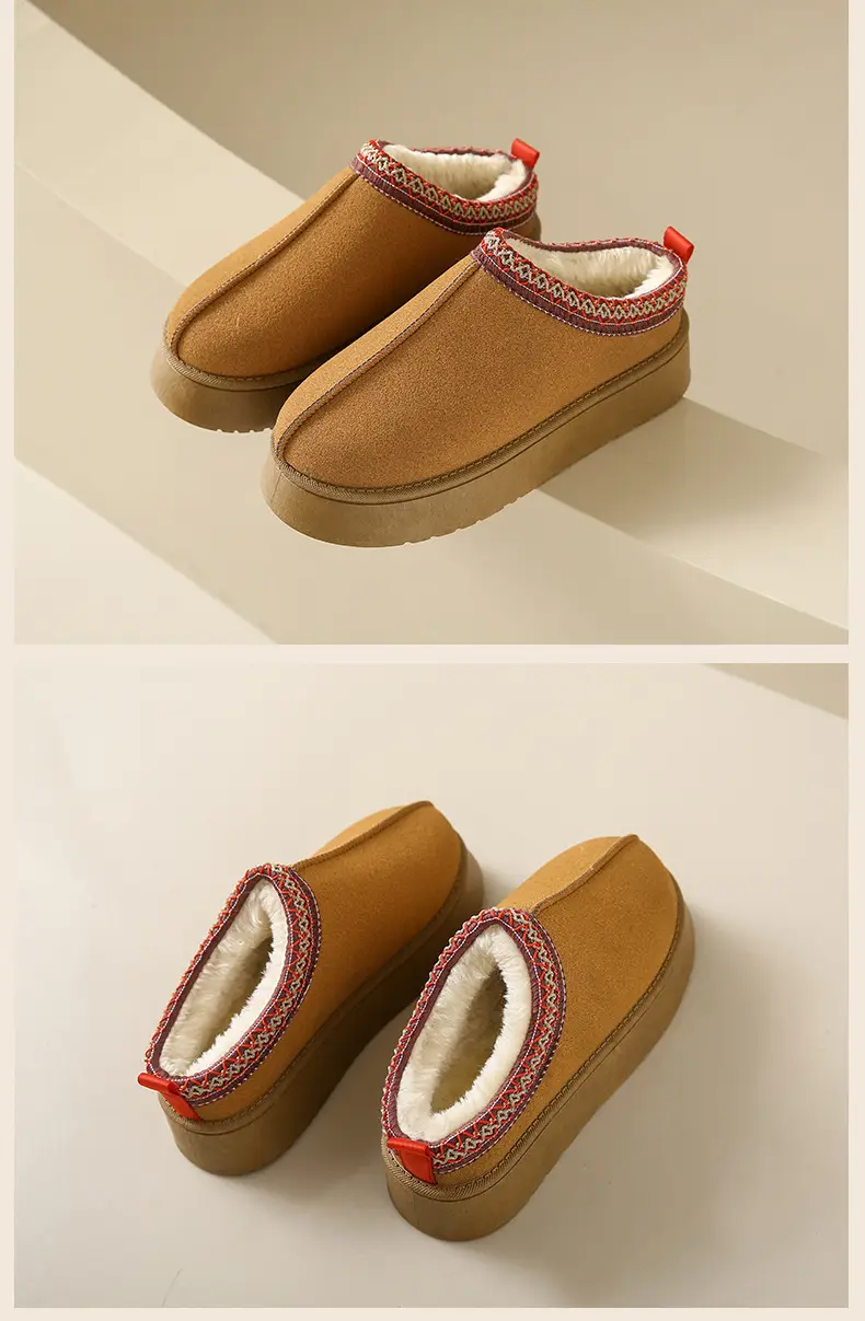 Cross-Border New Style Solid Color Faux Suede Patchwork Ethnic Slippers Thick-Soled Non-Slip Lightweight Warm Cotton Slippers for Women 2026 — feature 23