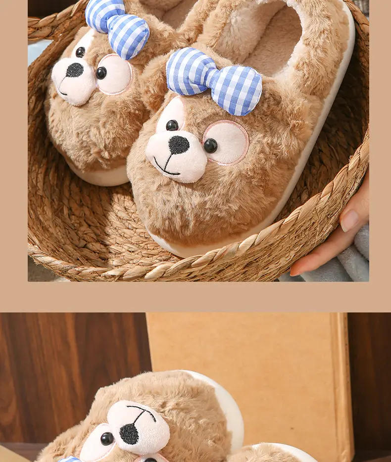 Source Factory Export Cotton Slippers for Women, Autumn and Winter Cute Bear Design, Thick-Soled, Non-Slip, Closed Heel, Fleece-Lined, Suitable for Outdoor and Home Use — feature 13