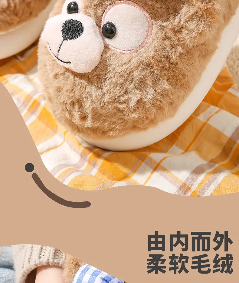 Source Factory Export Cotton Slippers for Women, Autumn and Winter Cute Bear Design, Thick-Soled, Non-Slip, Closed Heel, Fleece-Lined, Suitable for Outdoor and Home Use — feature 7