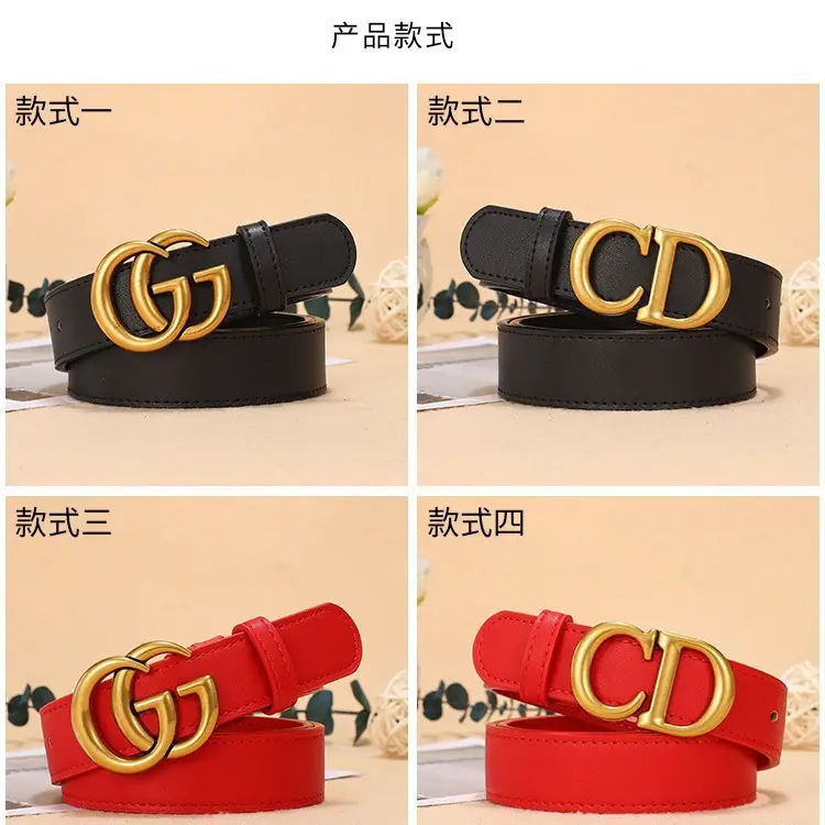 Double G Classic Belt for Women Black Red Gold