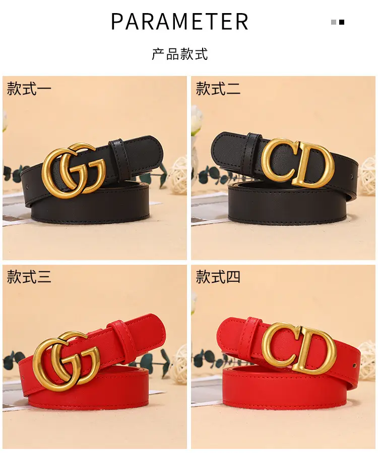 Double G Classic Belt for Women Black Red Gold — feature 13