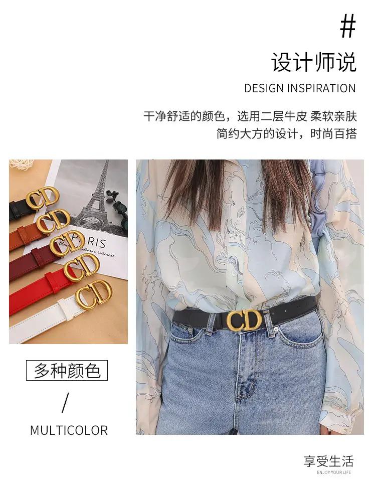 Double G Classic Belt for Women Black Red Gold — feature 14