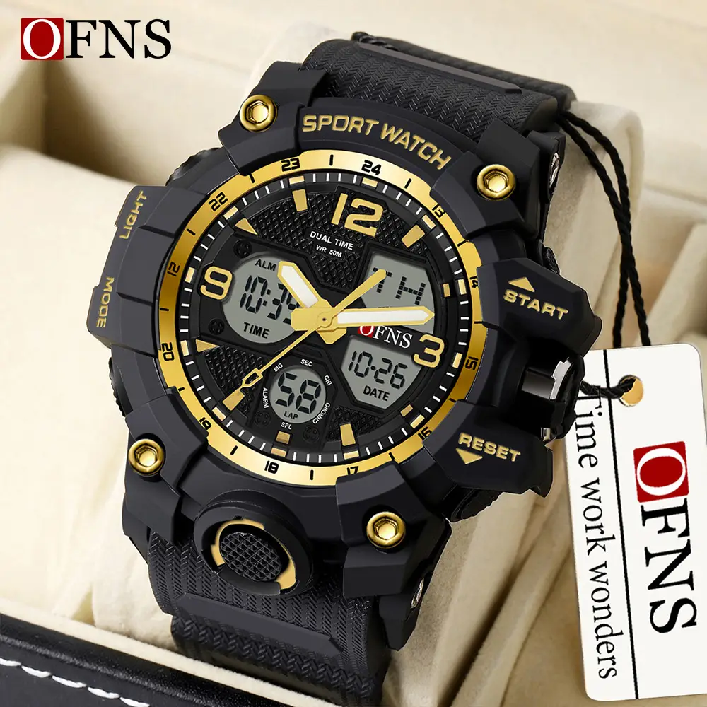 OFNS Black Sport Watch with Dual Digital & Analog Display - Image 8