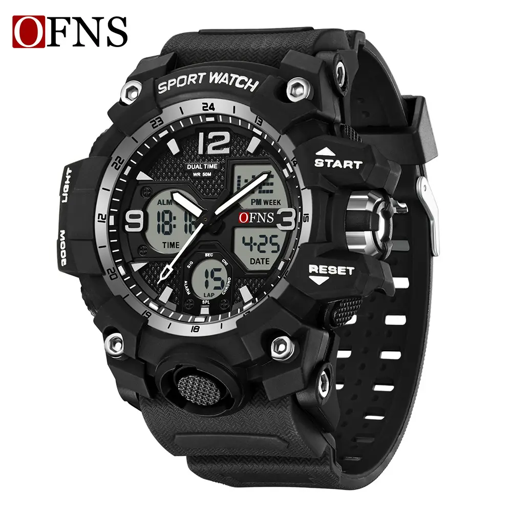 OFNS Black Sport Watch with Dual Digital & Analog Display - Image 11