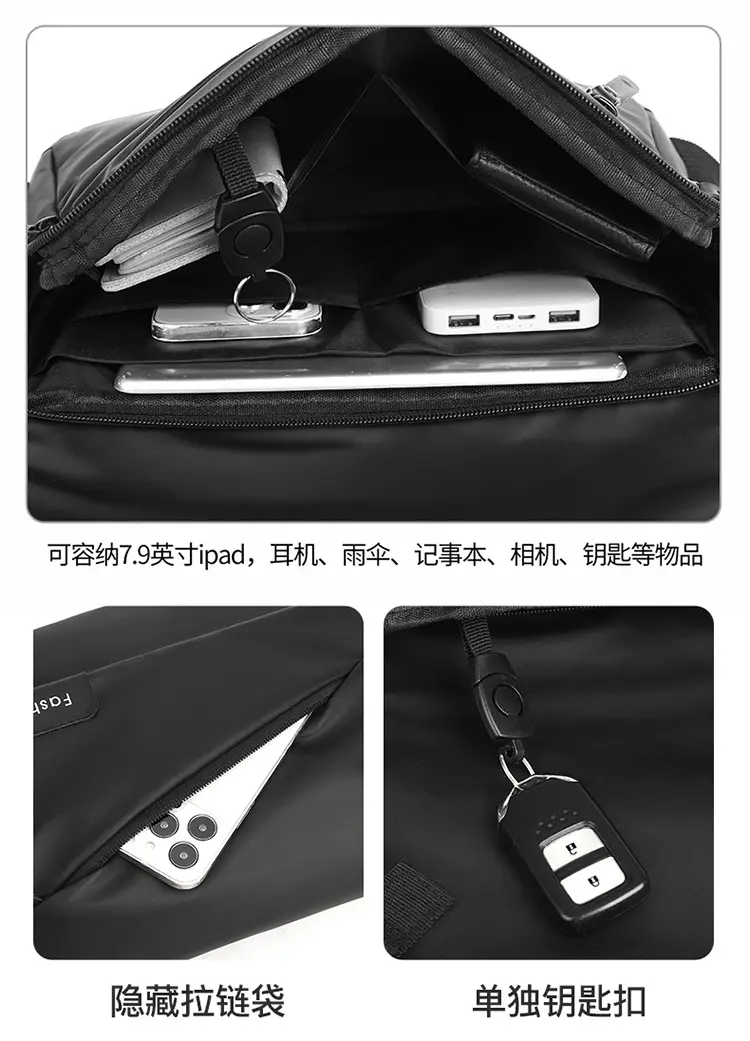 Fashionable Men's Water-Repellent Crossbody Bag — feature 10