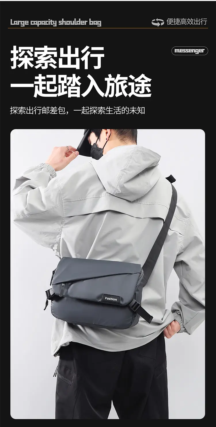 Fashionable Men's Water-Repellent Crossbody Bag — feature 4