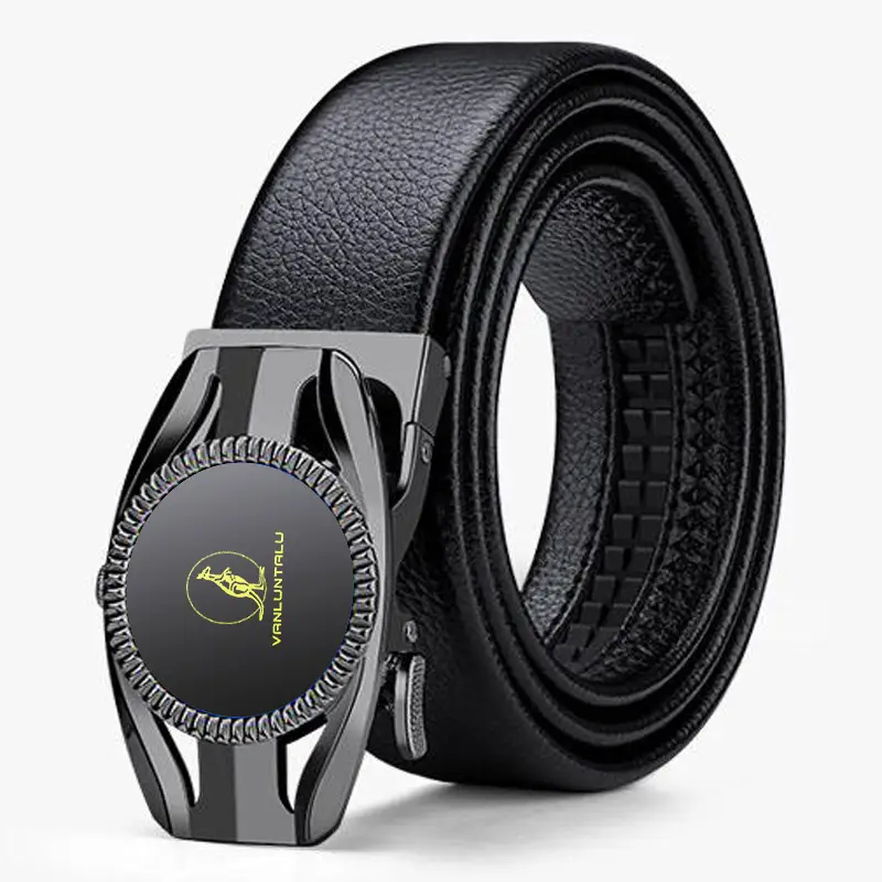 Men's Black Leather Belt with Automatic Buckle - Image 12