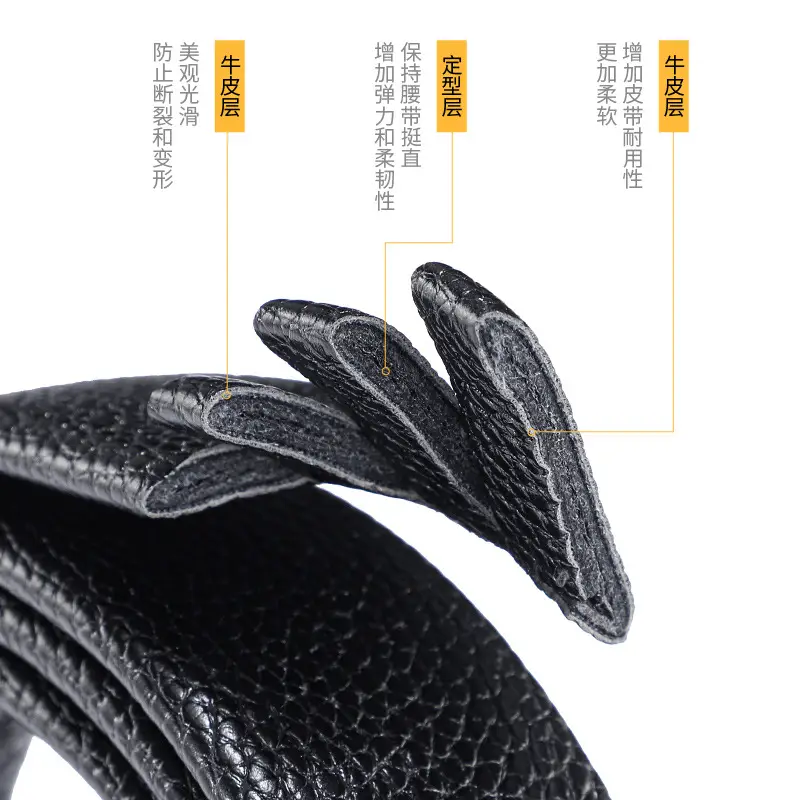 Men's Black Leather Belt with Automatic Buckle - Image 13
