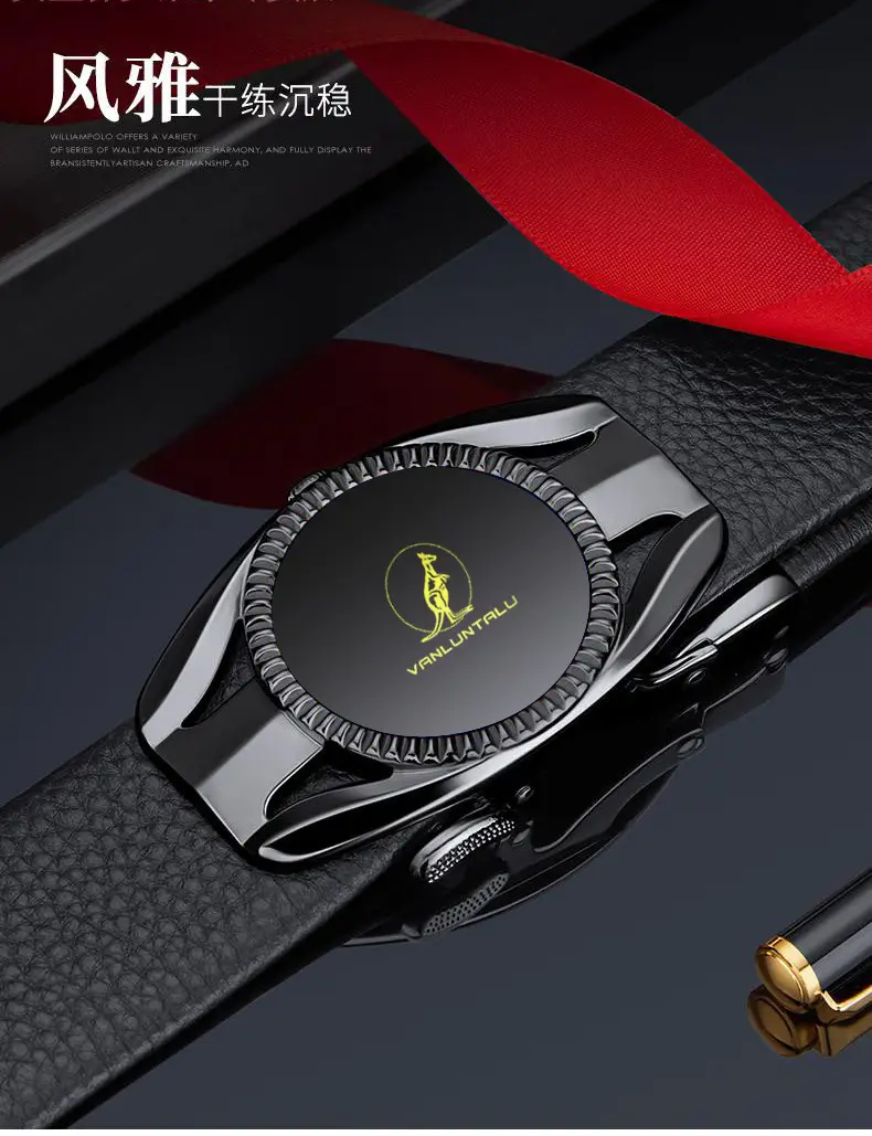 Men's Black Leather Belt with Automatic Buckle — feature 11