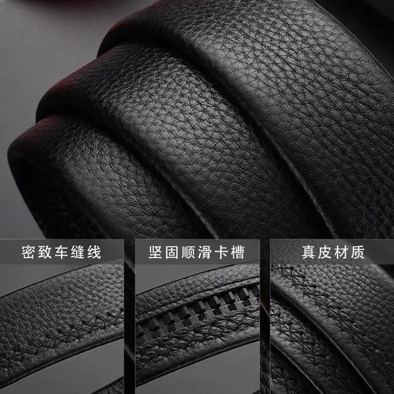 Men's Black Leather Belt with Automatic Buckle — feature 4