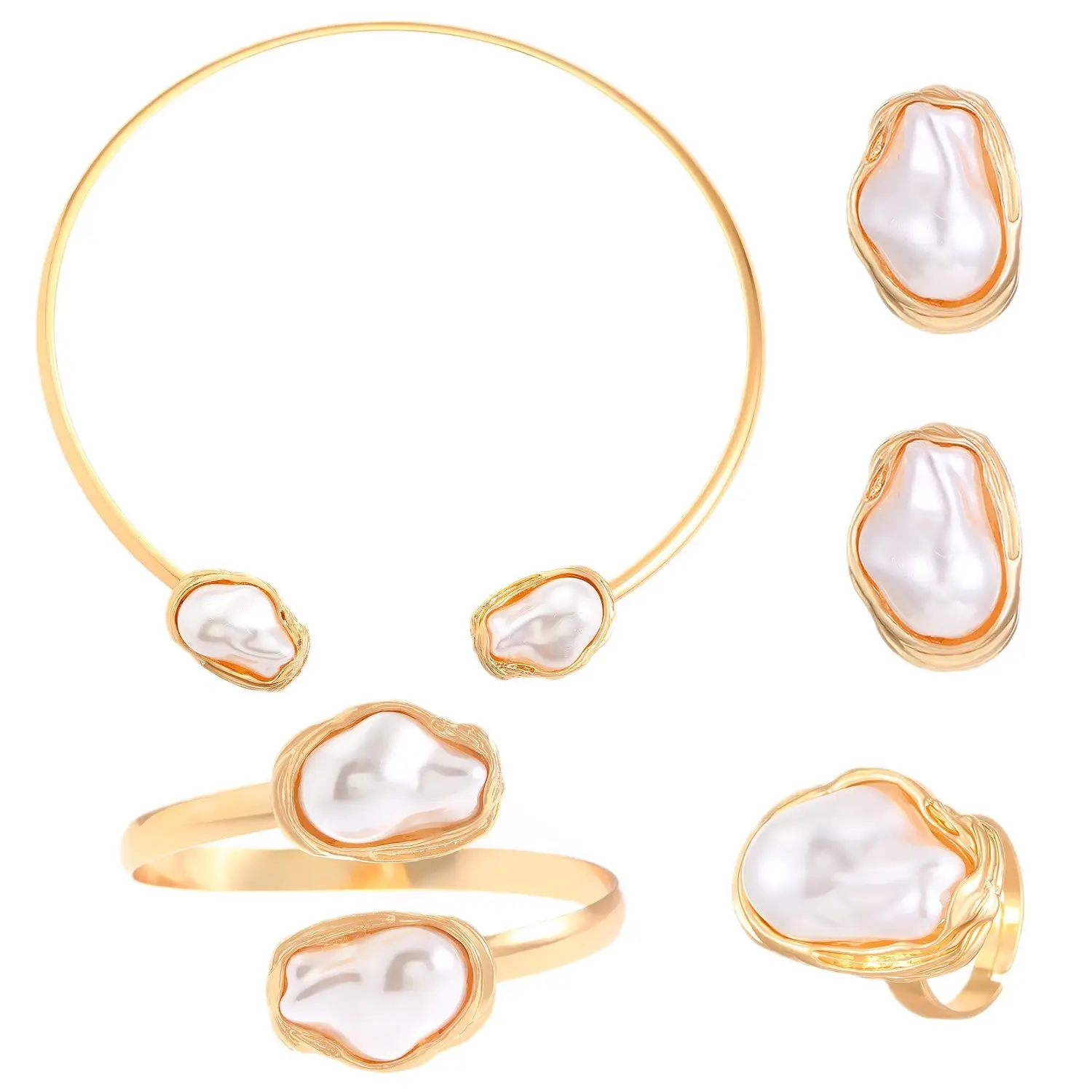 Pearl Necklace Set with Pearl Bracelet and Baroque Design - Image 70