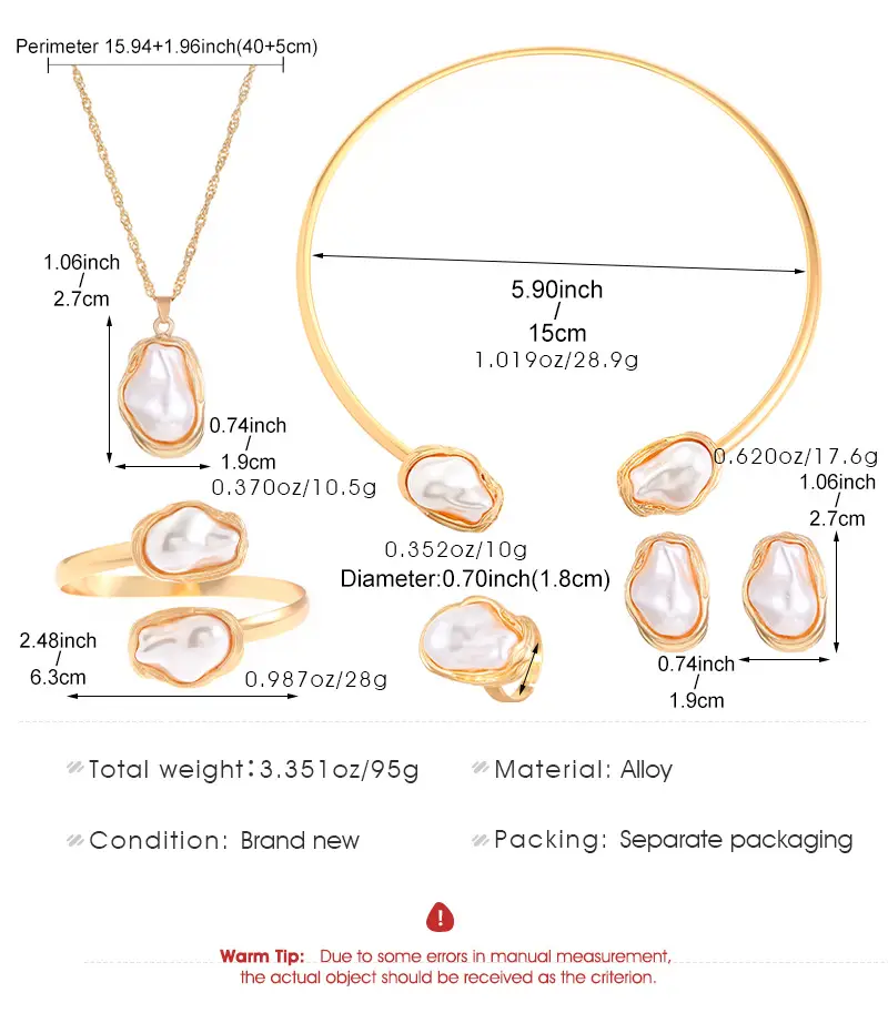 Pearl Necklace Set with Pearl Bracelet and Baroque Design — feature 3