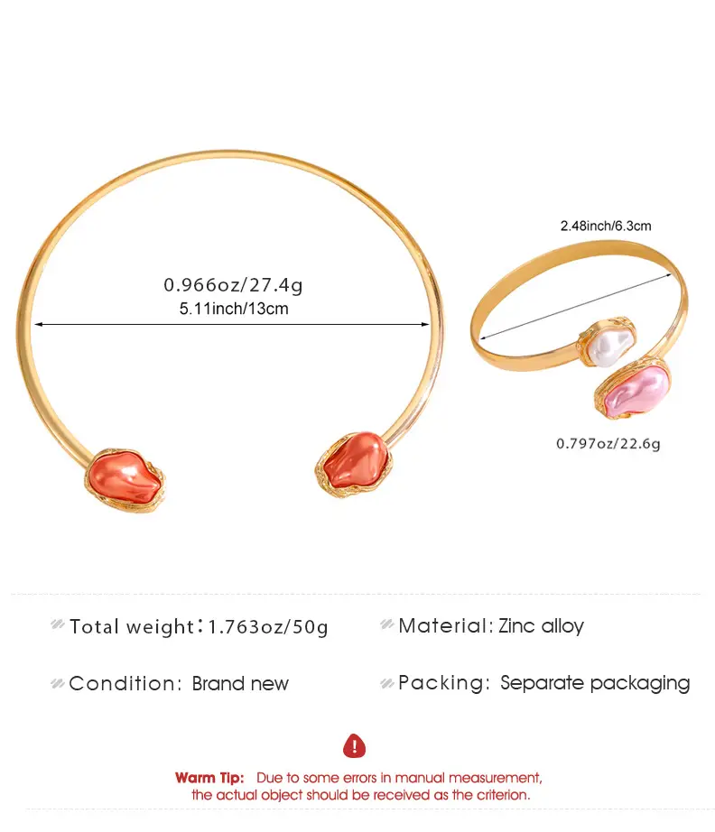 Pearl Necklace Set with Pearl Bracelet and Baroque Design — feature 9