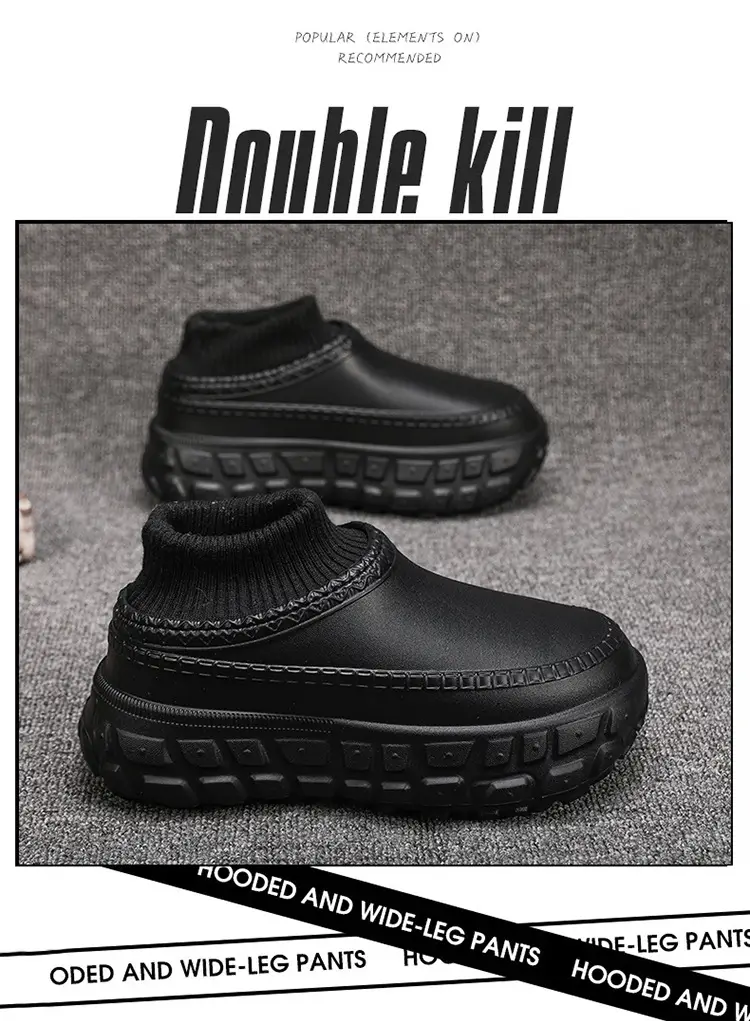 Cotton Slippers for Men and Women, 2025 Winter New Style, Waterproof, Closed Heel, Thick-Soled, Warm Cotton Shoes, Soft-Soled Short Boots — feature 2