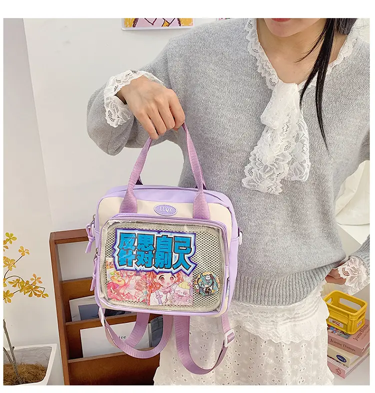 Transparent Student Backpack Cross-Border Large Capacity Fashion Shoulder Messenger Bag — feature 2