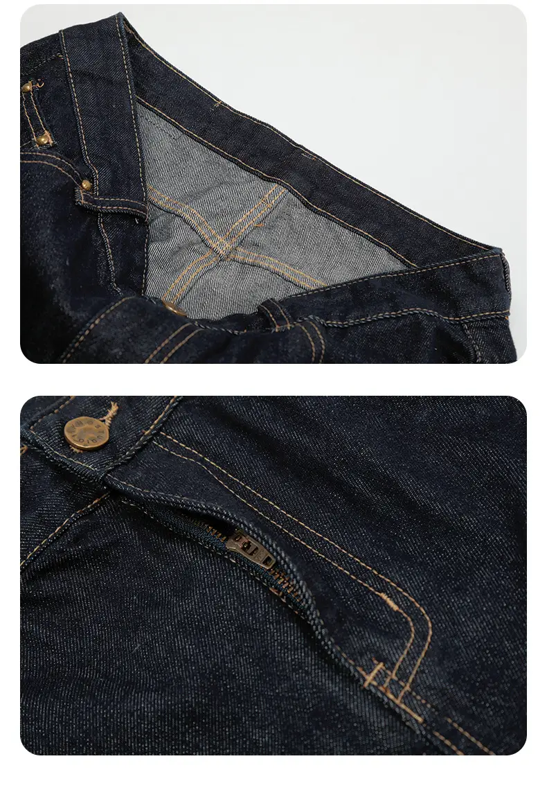 Dark Blue Wide Leg Denim Pants Unisex Slimming Casual — feature 17