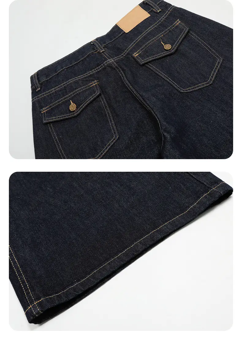 Dark Blue Wide Leg Denim Pants Unisex Slimming Casual — feature 18