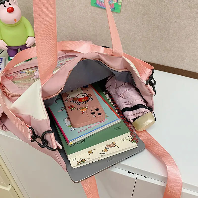 Girls Pink Cat Shoulder Bag with Print - Image 9