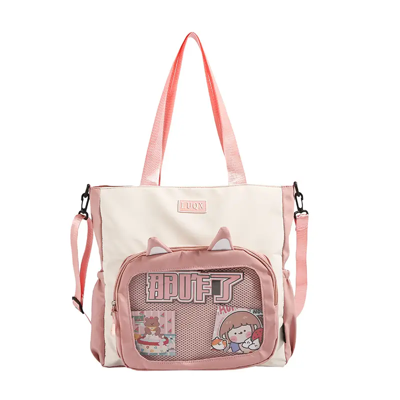 Girls Pink Cat Shoulder Bag with Print - Image 10