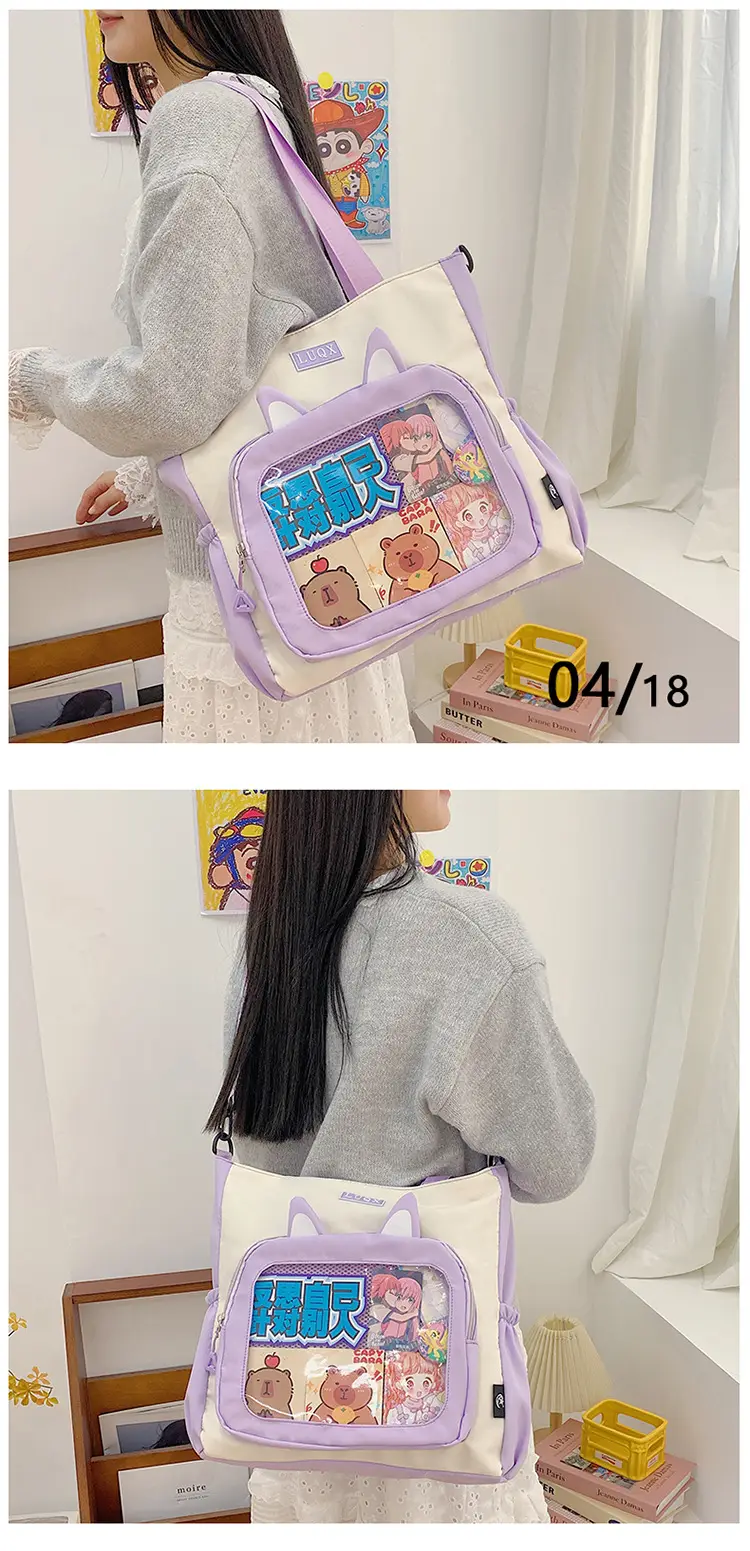 Girls Pink Cat Shoulder Bag with Print — feature 11