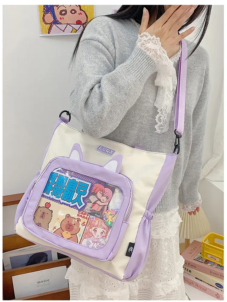 Girls Pink Cat Shoulder Bag with Print — feature 13