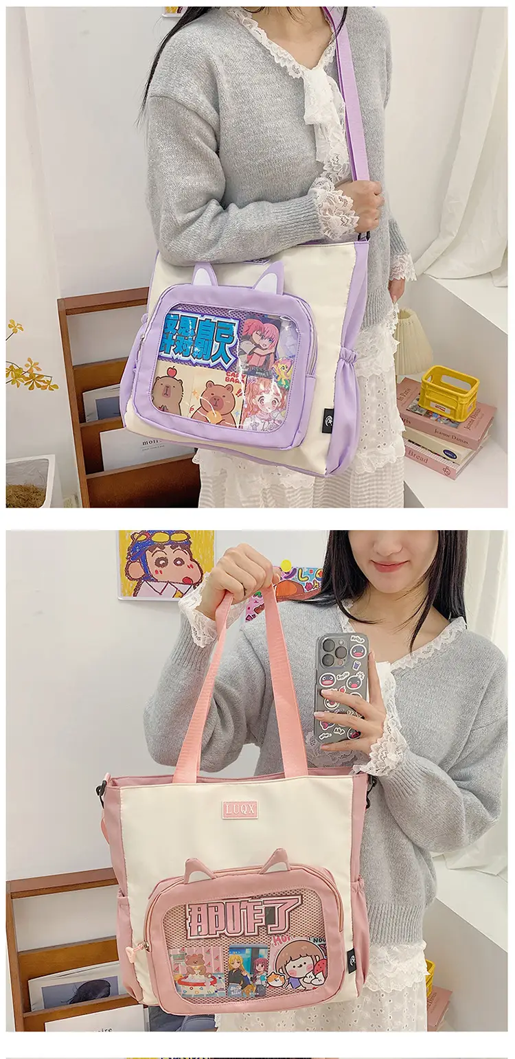 Girls Pink Cat Shoulder Bag with Print — feature 14